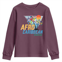 Funny Afro Caribbean Heritage Youth Sweatshirt Caribbean Island Pride Flags Palm Tree - Wonder Print Shop