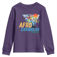 Funny Afro Caribbean Heritage Youth Sweatshirt Caribbean Island Pride Flags Palm Tree - Wonder Print Shop