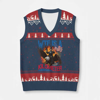 WTF Is A Kilometer Abraham Lincoln V-Neck Knit Sweater Vest Funny USA Patriotic 4th of July