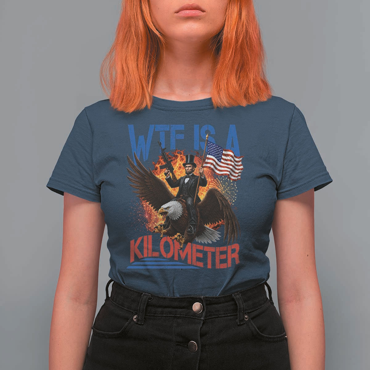 WTF Is A Kilometer Abraham Lincoln T Shirt For Women Funny USA Patriotic 4th of July