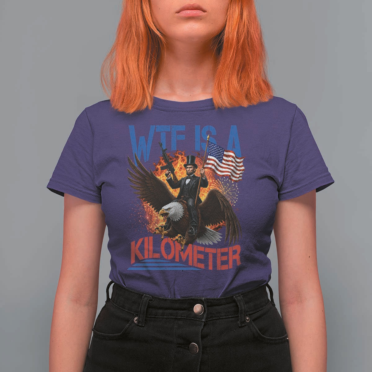 WTF Is A Kilometer Abraham Lincoln T Shirt For Women Funny USA Patriotic 4th of July