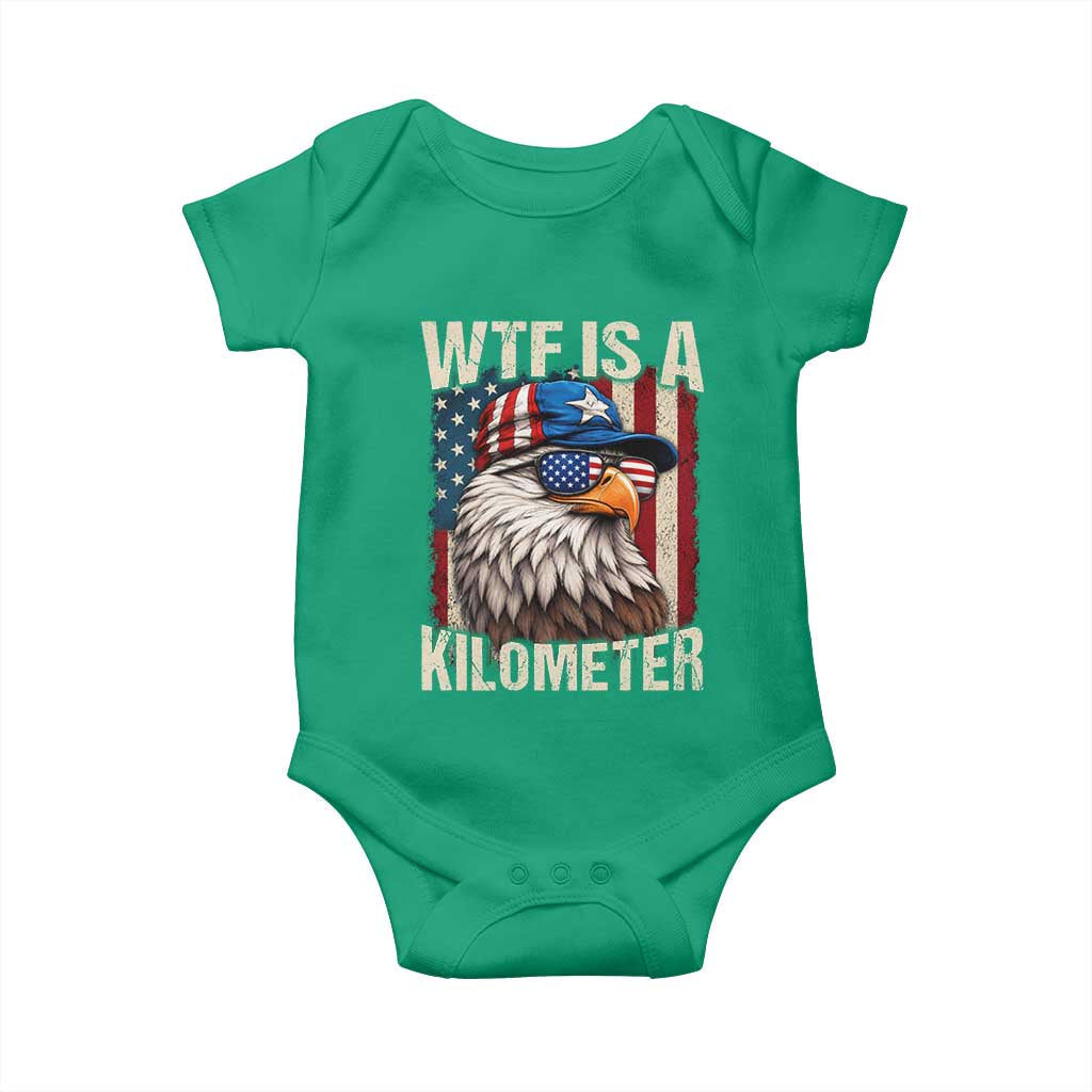 WTF Is A Kilometer Baby Onesie Bald Eagle 4th of July Funny USA Patriotic