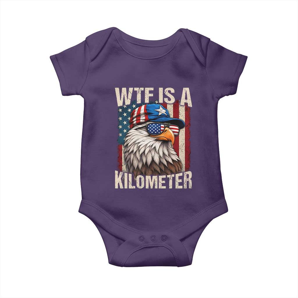 WTF Is A Kilometer Baby Onesie Bald Eagle 4th of July Funny USA Patriotic