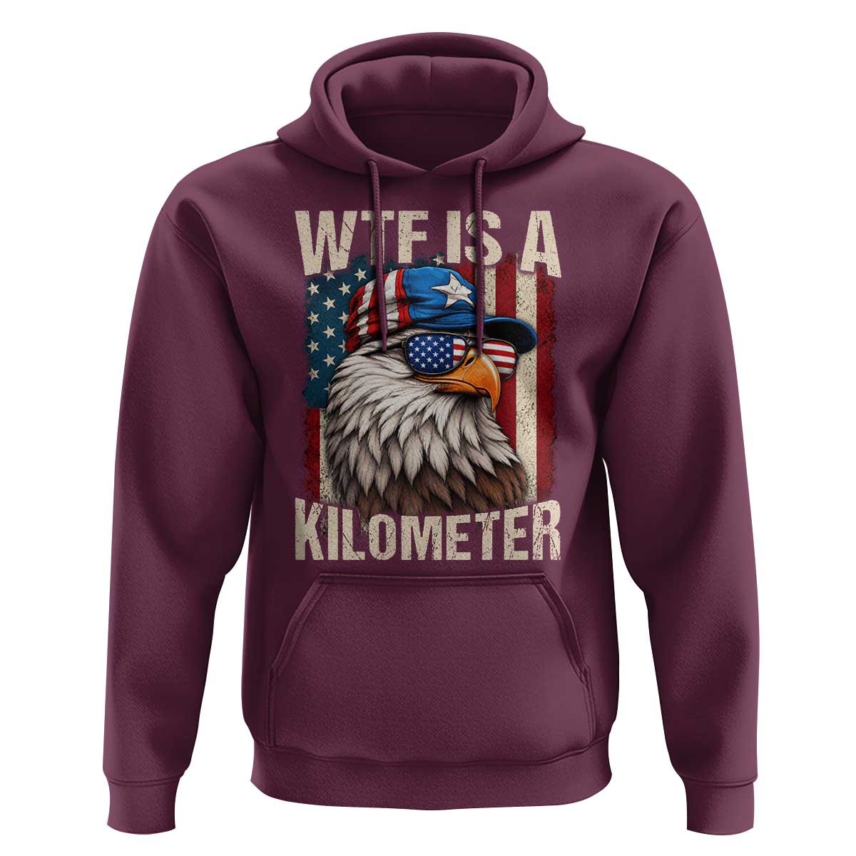 WTF Is A Kilometer Hoodie Bald Eagle 4th of July Funny USA Patriotic