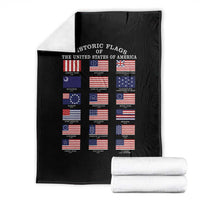 Historic Flags of The United States of America Throw Blanket US History 4th of July