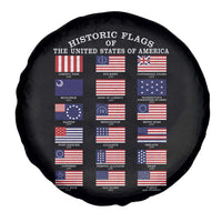 Historic Flags of The United States of America Spare Tire Cover US History 4th of July