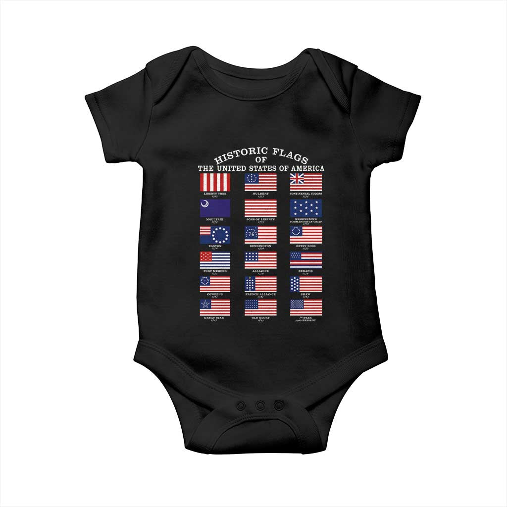 Historic Flags of The United States of America Baby Onesie US History