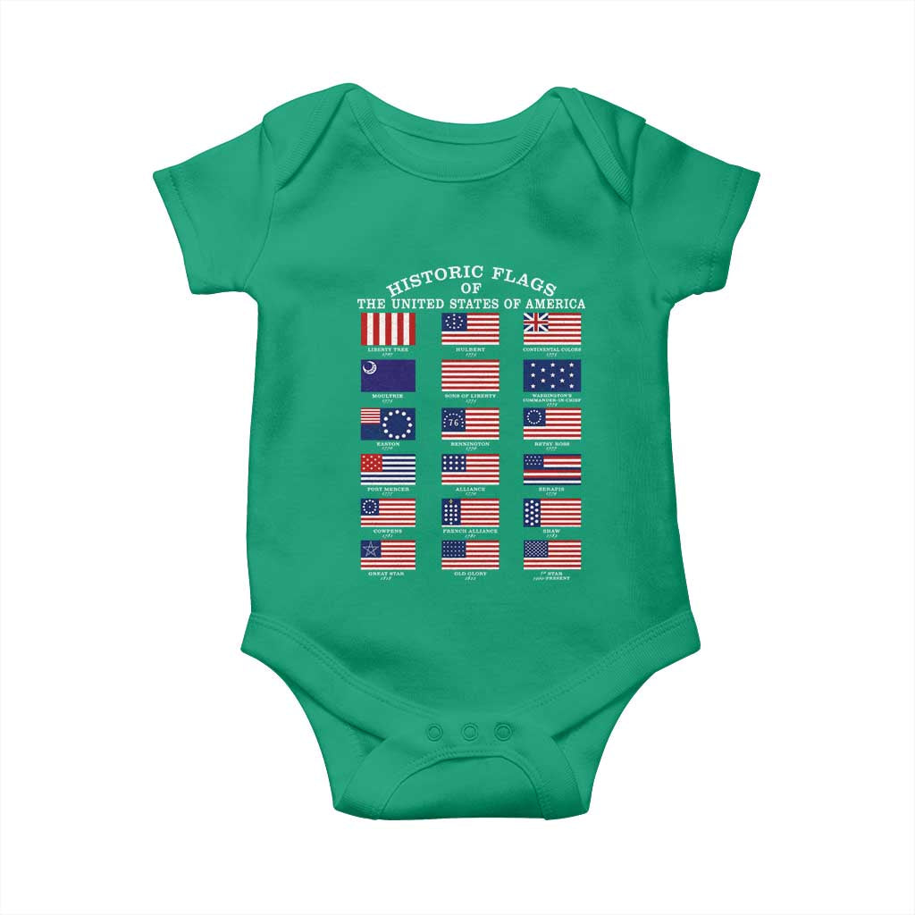 Historic Flags of The United States of America Baby Onesie US History
