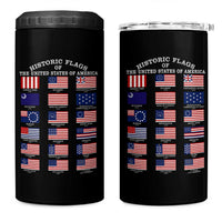 Historic Flags of The United States of America 4 in 1 Can Cooler Tumbler US History 4th of July
