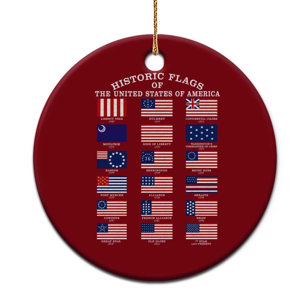 Historic Flags of The United States of America Ceramic Ornament US History 4th of July