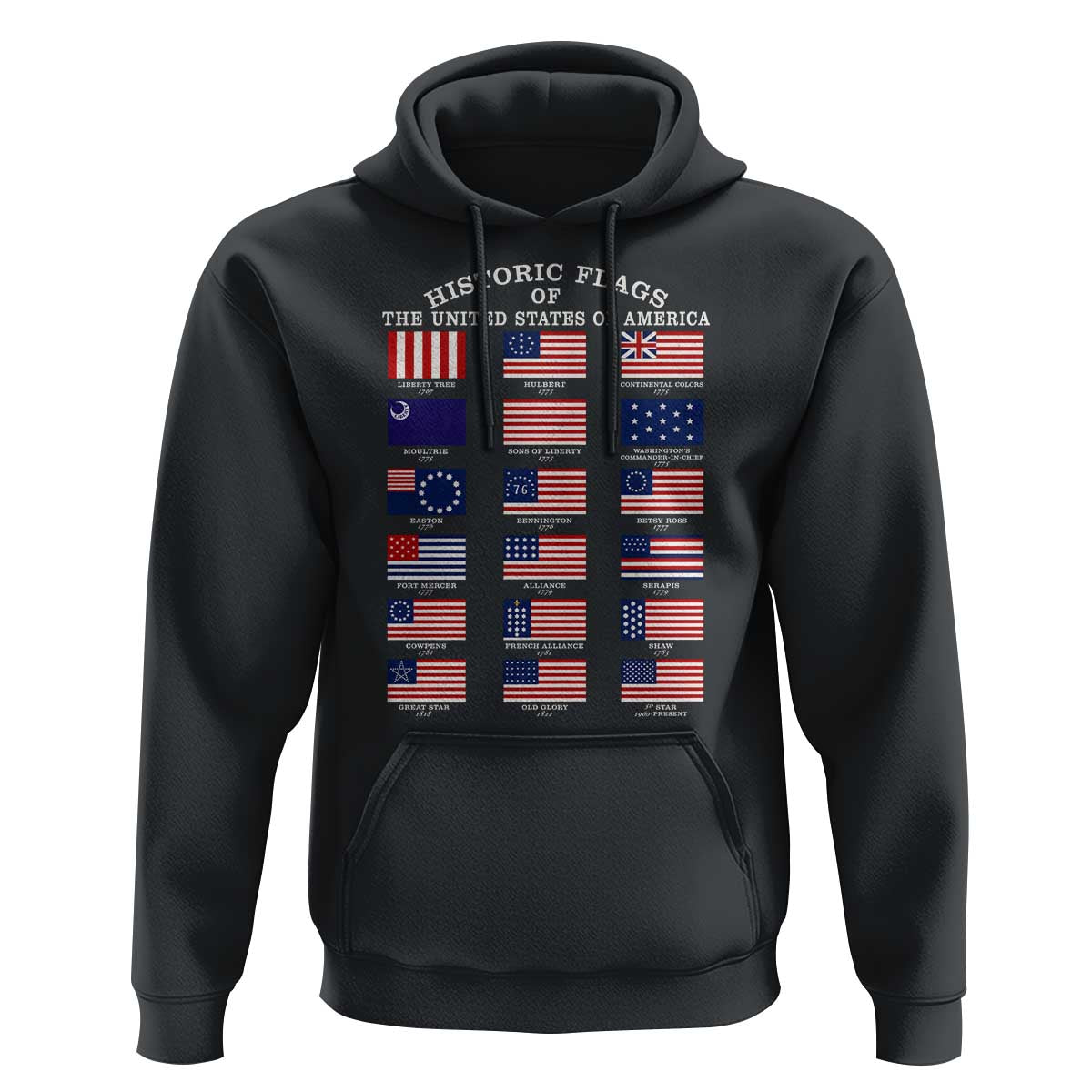 Historic Flags of The United States of America Hoodie US History 4th of July
