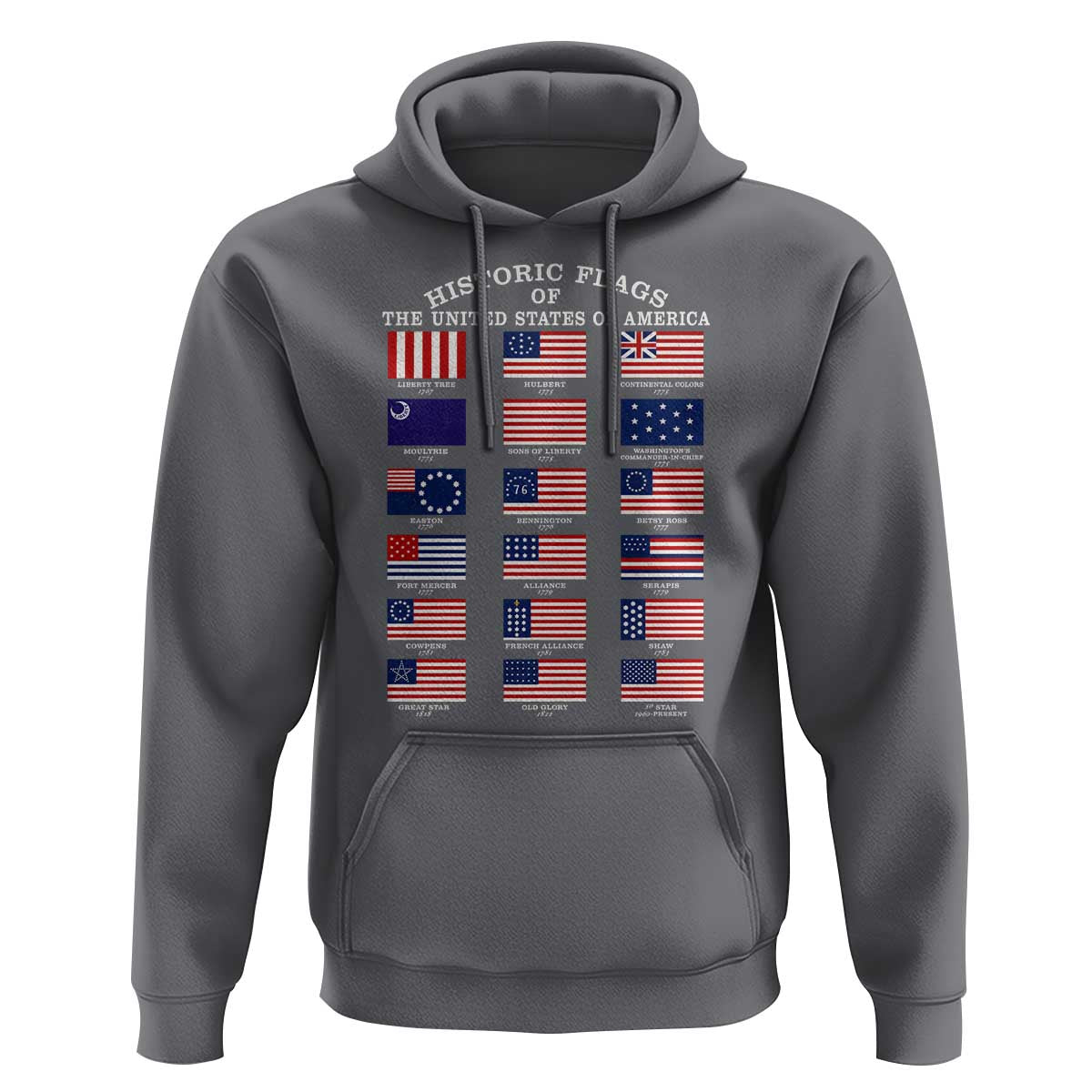 Historic Flags of The United States of America Hoodie US History 4th of July