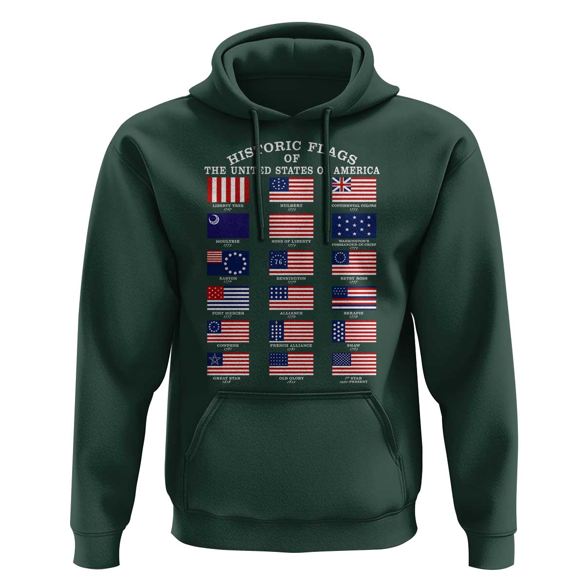 Historic Flags of The United States of America Hoodie US History 4th of July