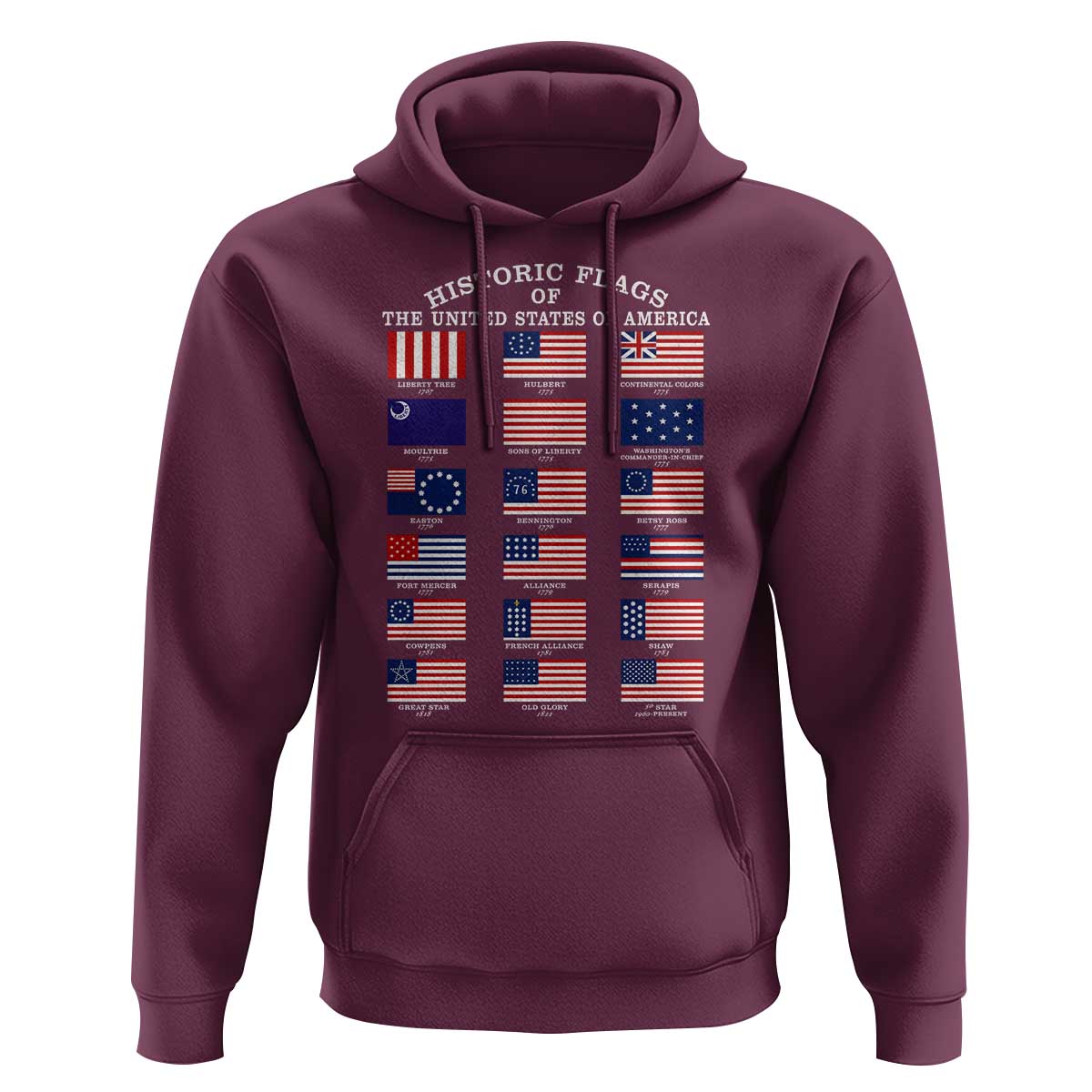 Historic Flags of The United States of America Hoodie US History 4th of July