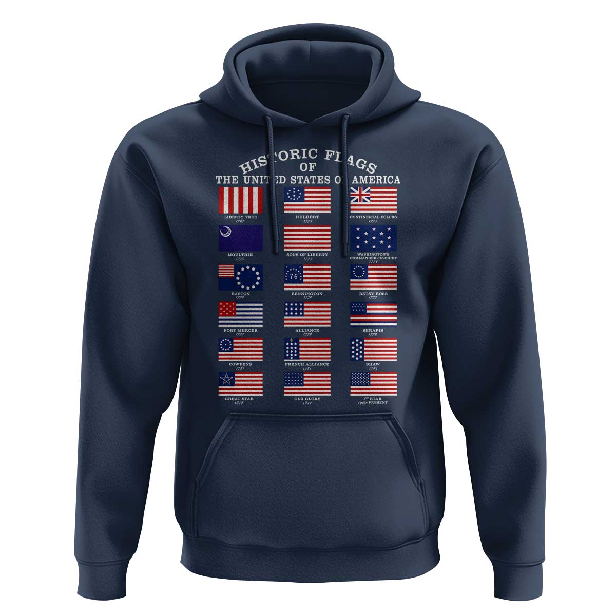 Historic Flags of The United States of America Hoodie US History 4th of July