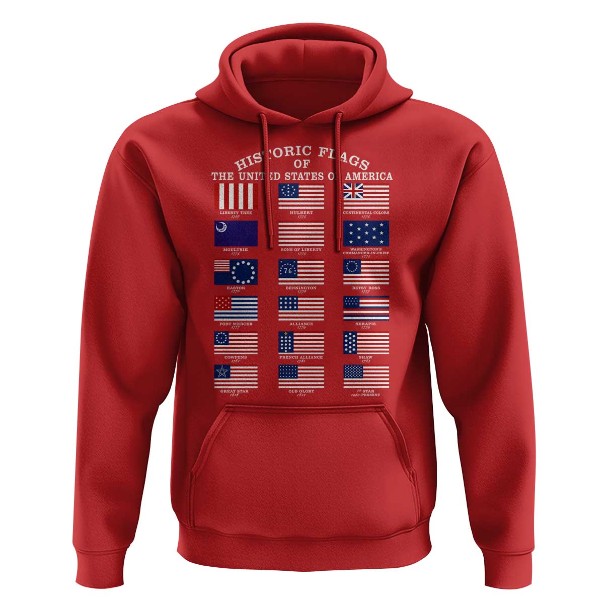 Historic Flags of The United States of America Hoodie US History 4th of July