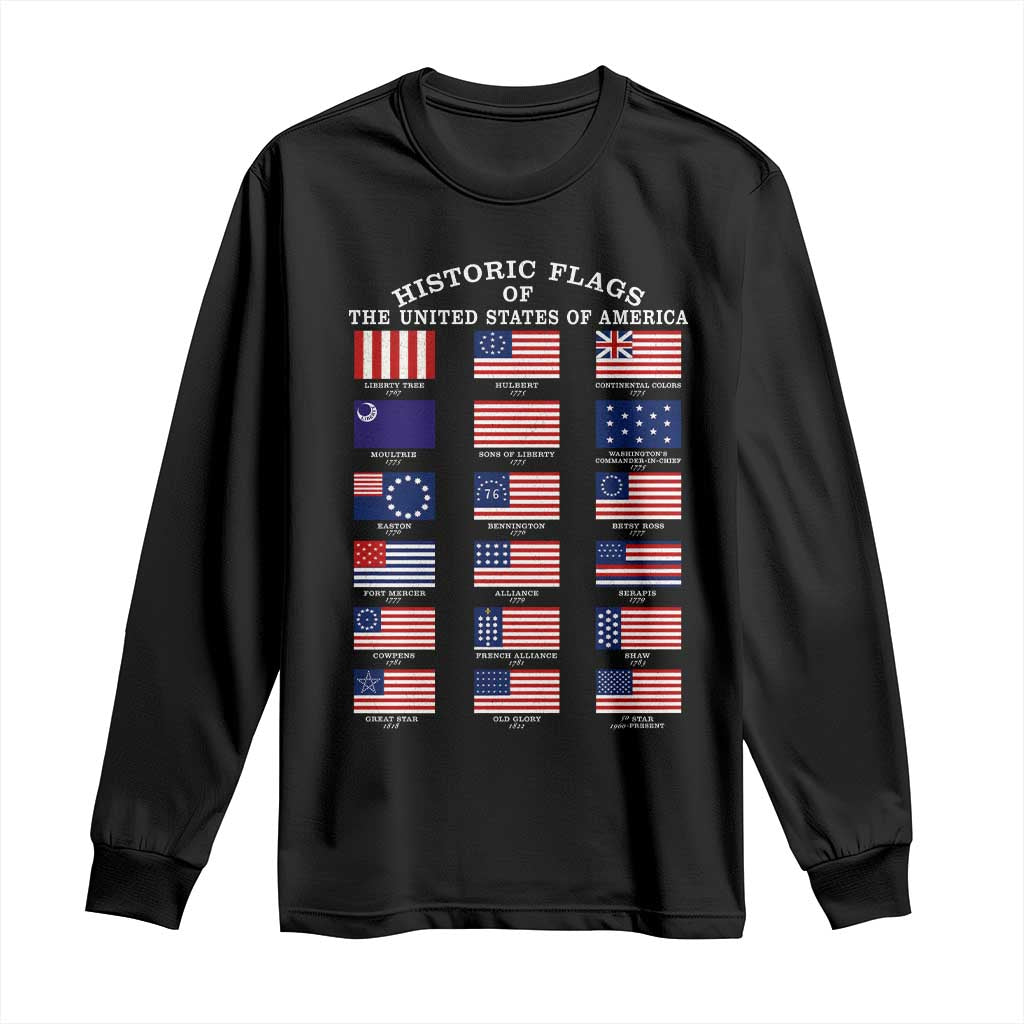 Historic Flags of The United States of America Long Sleeve Shirt US History