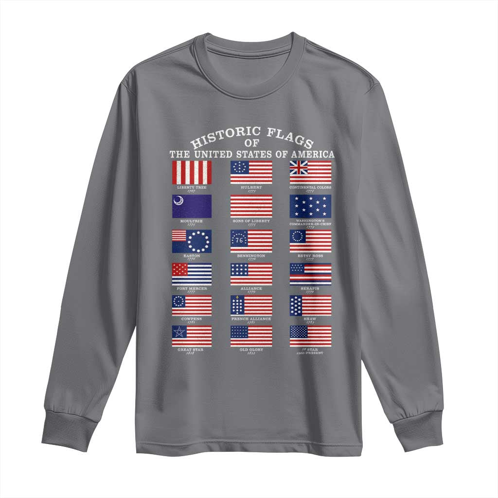 Historic Flags of The United States of America Long Sleeve Shirt US History