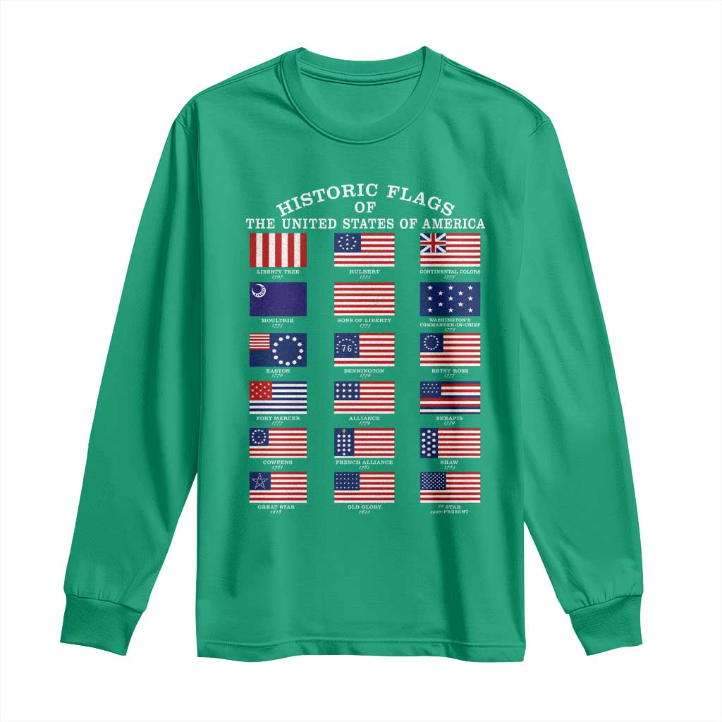 Historic Flags of The United States of America Long Sleeve Shirt US History
