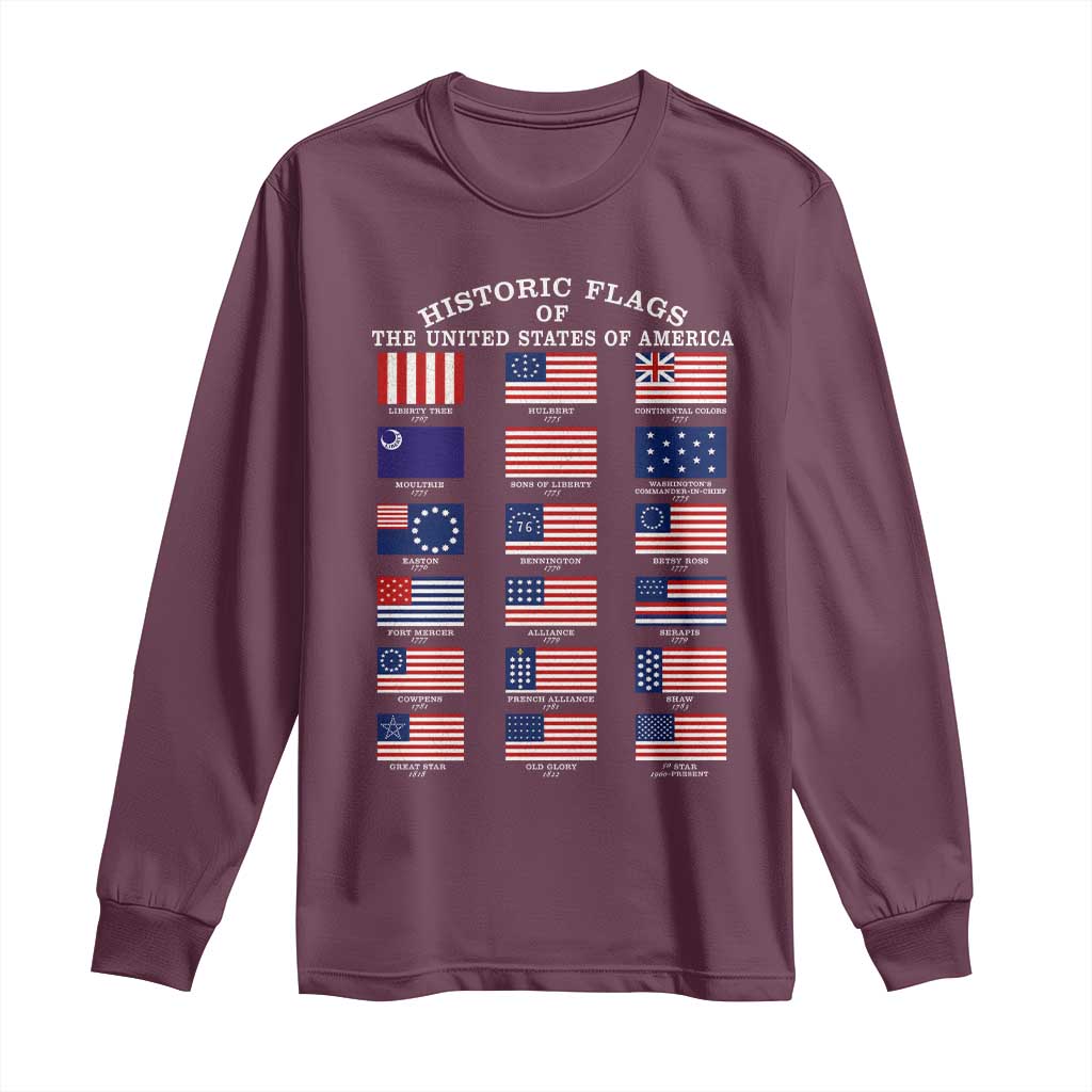Historic Flags of The United States of America Long Sleeve Shirt US History