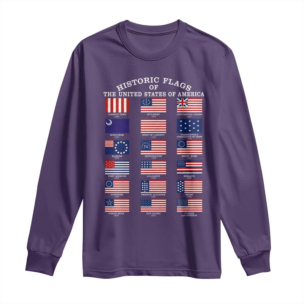 Historic Flags of The United States of America Long Sleeve Shirt US History