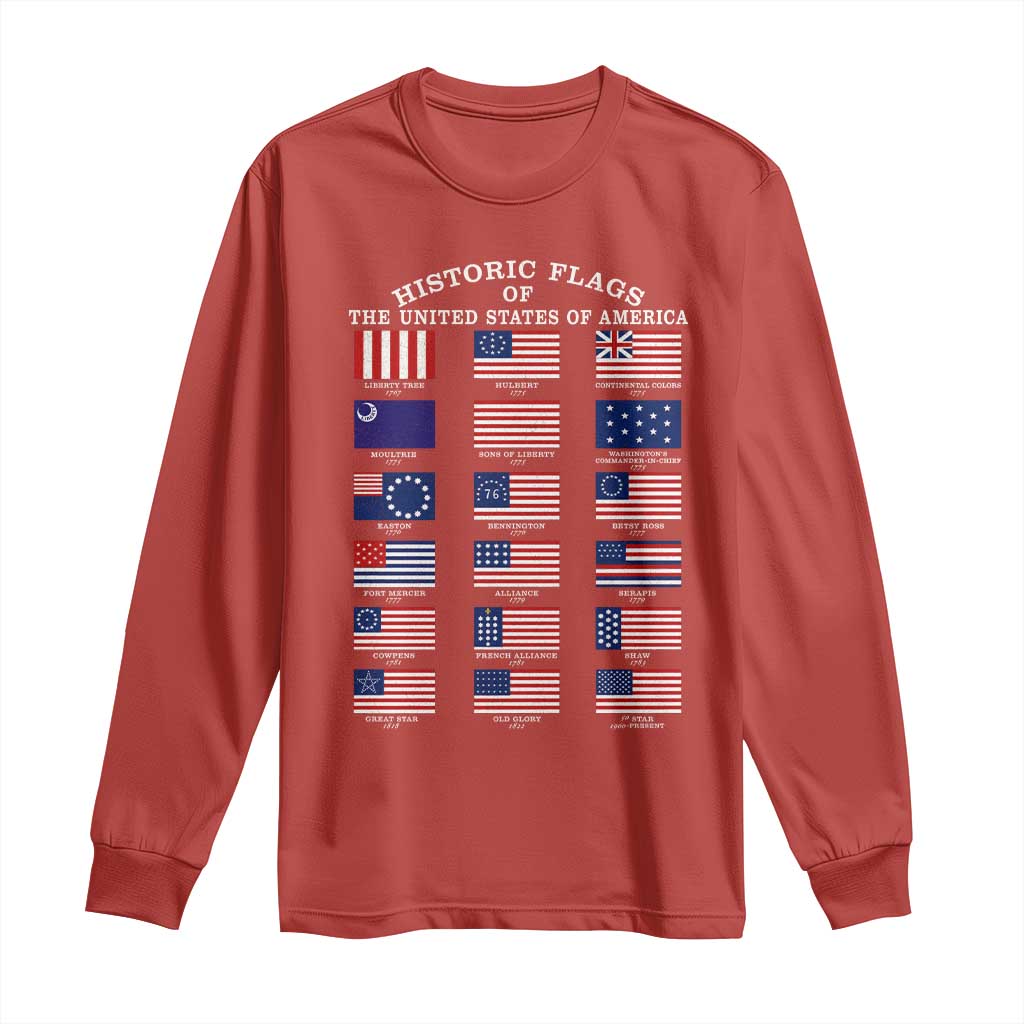 Historic Flags of The United States of America Long Sleeve Shirt US History