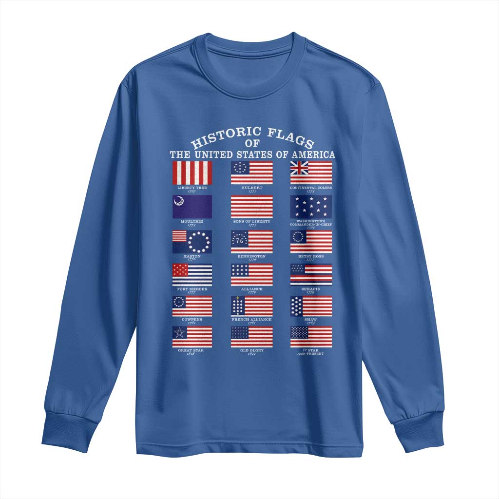 Historic Flags of The United States of America Long Sleeve Shirt US History
