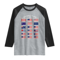 Historic Flags of The United States of America Raglan Shirt US History 4th of July