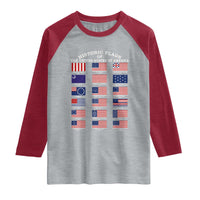 Historic Flags of The United States of America Raglan Shirt US History 4th of July