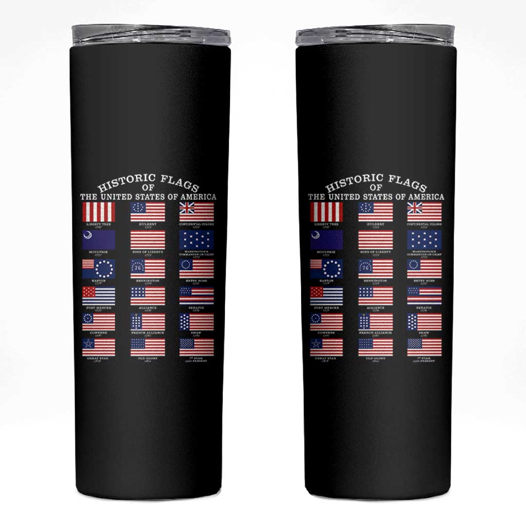 Historic Flags of The United States of America Skinny Tumbler US History 4th of July