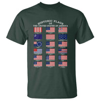 Historic Flags of The United States of America T Shirt US History 4th of July