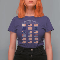 Historic Flags of The United States of America T Shirt For Women US History 4th of July