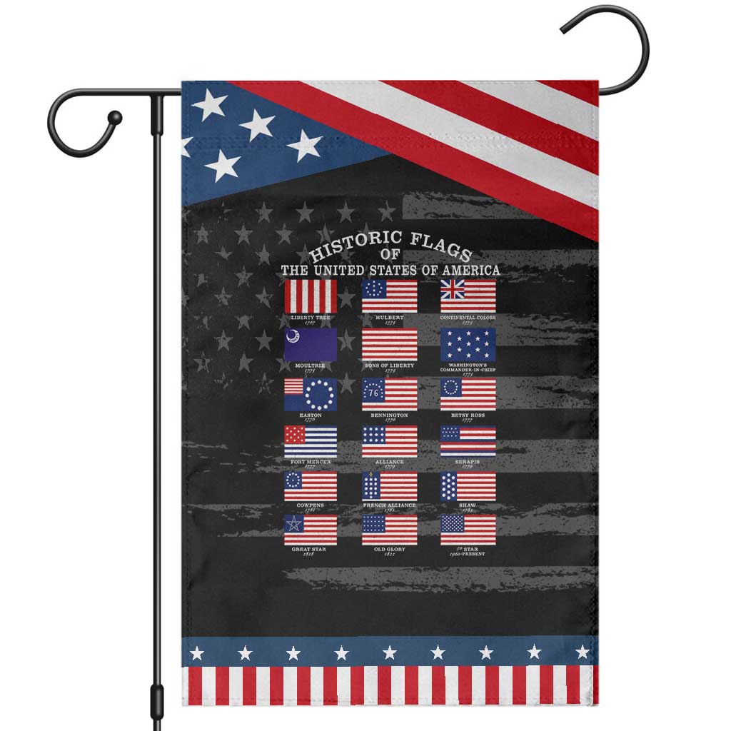 Historic Flags of The United States of America Patriotic Garden Flag US History 4th of July