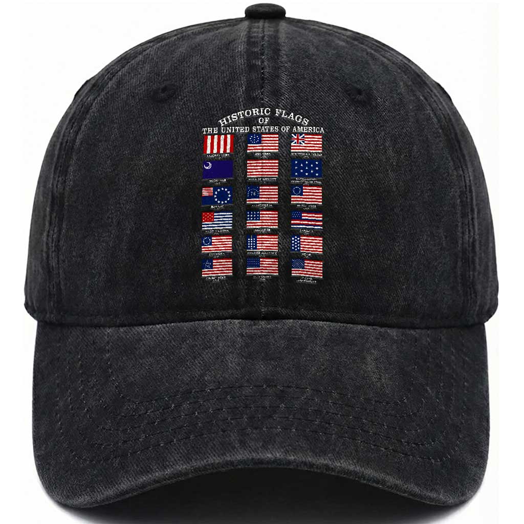 Historic Flags of The United States of America Washed Cotton Baseball Cap US History 4th of July