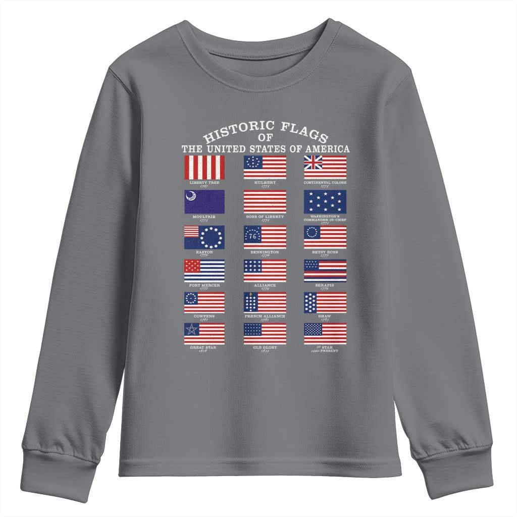 Historic Flags of The United States of America Youth Sweatshirt US History