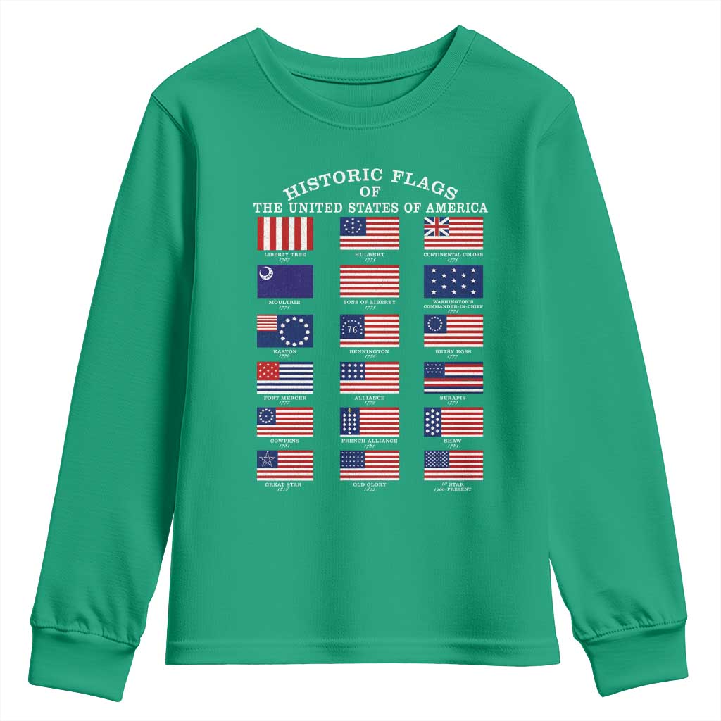 Historic Flags of The United States of America Youth Sweatshirt US History