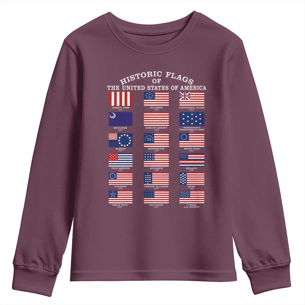 Historic Flags of The United States of America Youth Sweatshirt US History