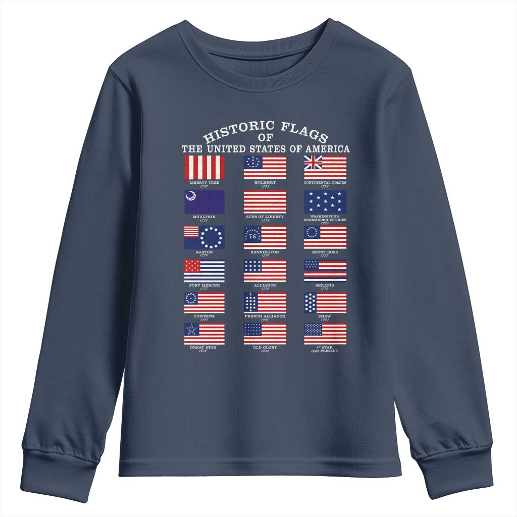 Historic Flags of The United States of America Youth Sweatshirt US History