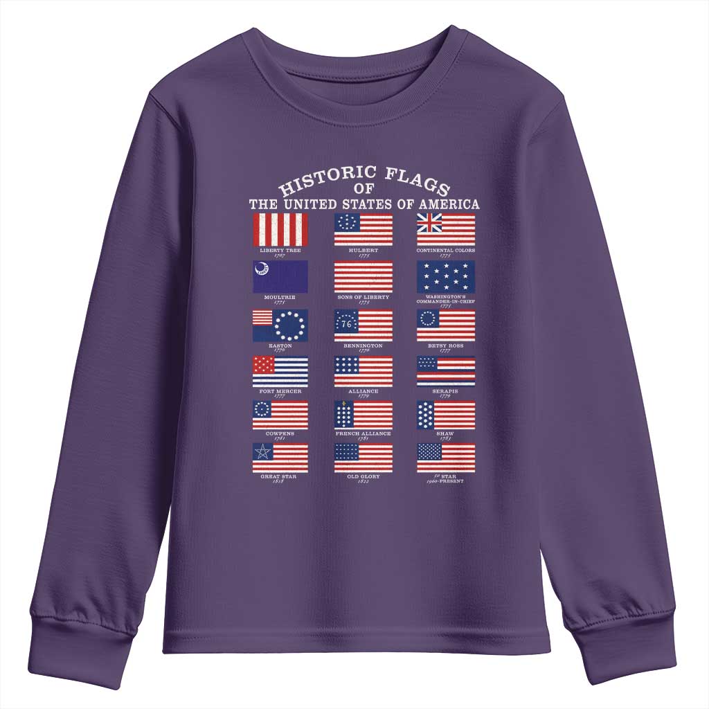 Historic Flags of The United States of America Youth Sweatshirt US History