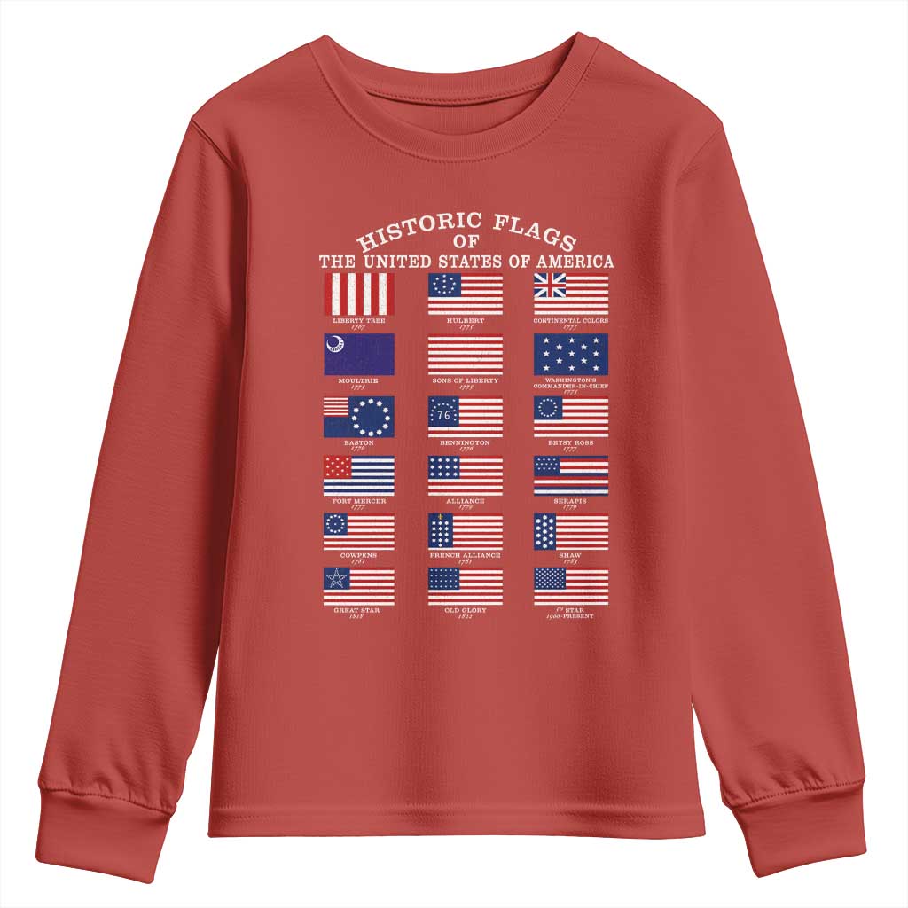 Historic Flags of The United States of America Youth Sweatshirt US History