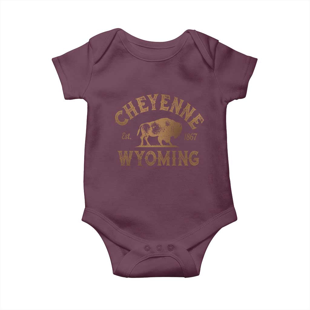 Cheyenne Wyoming Est 1867 WY Bison Cowboy State Pride Baby Onesie