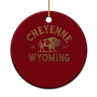 Cheyenne Wyoming Est 1867 WY Bison Cowboy State Pride Ceramic Ornament