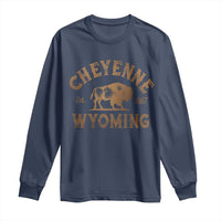 Cheyenne Wyoming Est 1867 WY Bison Cowboy State Pride Long Sleeve Shirt