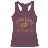 Cheyenne Wyoming Est 1867 WY Bison Cowboy State Pride Racerback Tank Top