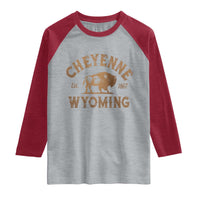 Cheyenne Wyoming Est 1867 WY Bison Cowboy State Pride Raglan Shirt