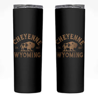 Cheyenne Wyoming Est 1867 WY Bison Cowboy State Pride Skinny Tumbler