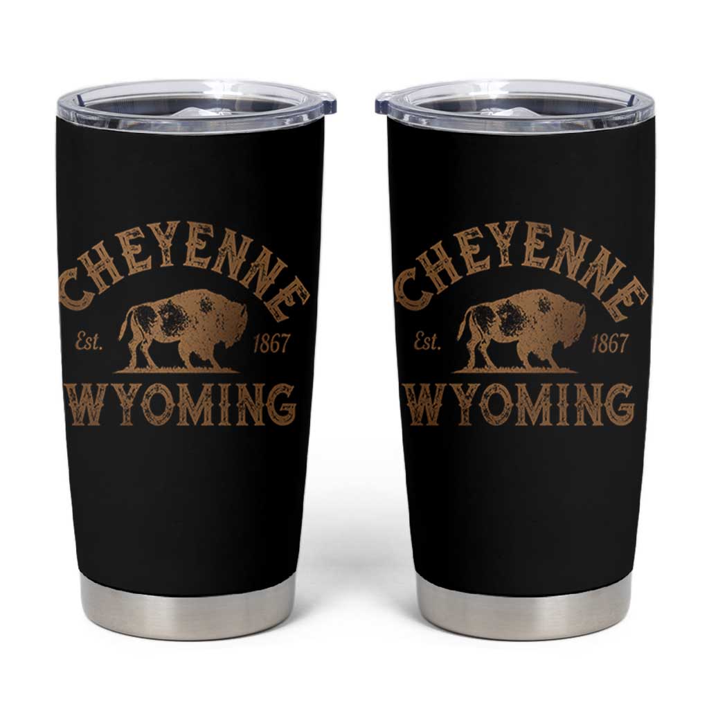 Cheyenne Wyoming Est 1867 WY Bison Cowboy State Pride Tumbler Cup