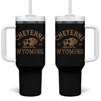 Cheyenne Wyoming Est 1867 WY Bison Cowboy State Pride Tumbler With Handle