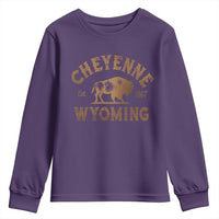 Cheyenne Wyoming Est 1867 WY Bison Cowboy State Pride Youth Sweatshirt