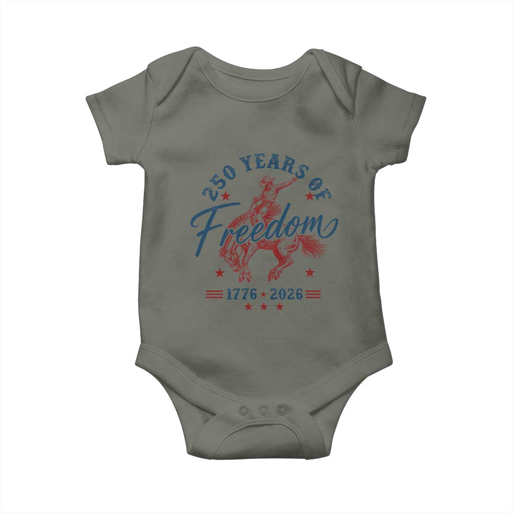 250 Years Of Freedom Cowboy Baby Onesie Western 250th Anniversary USA 1776 2026